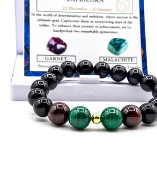 ROMALI Capricorn Zodiac Bracelet - Garnet & Malachite - ROMALI