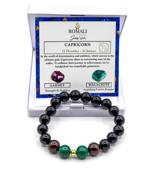 ROMALI Capricorn Zodiac Bracelet - Garnet & Malachite - ROMALI