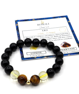 ROMALI Leo Zodiac Beaded Bracelet - Tiger's Eye & Citrine - ROMALI