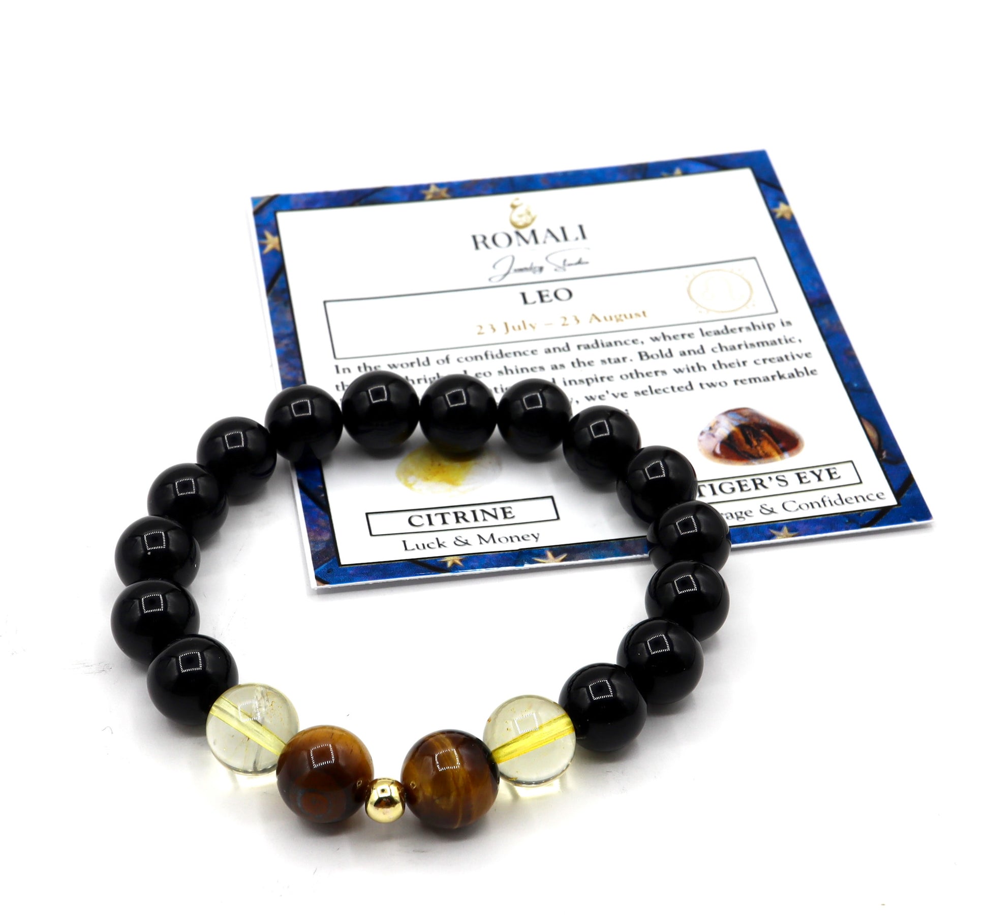 Leo Zodiac Bracelet - Tiger's Eye & Citrine