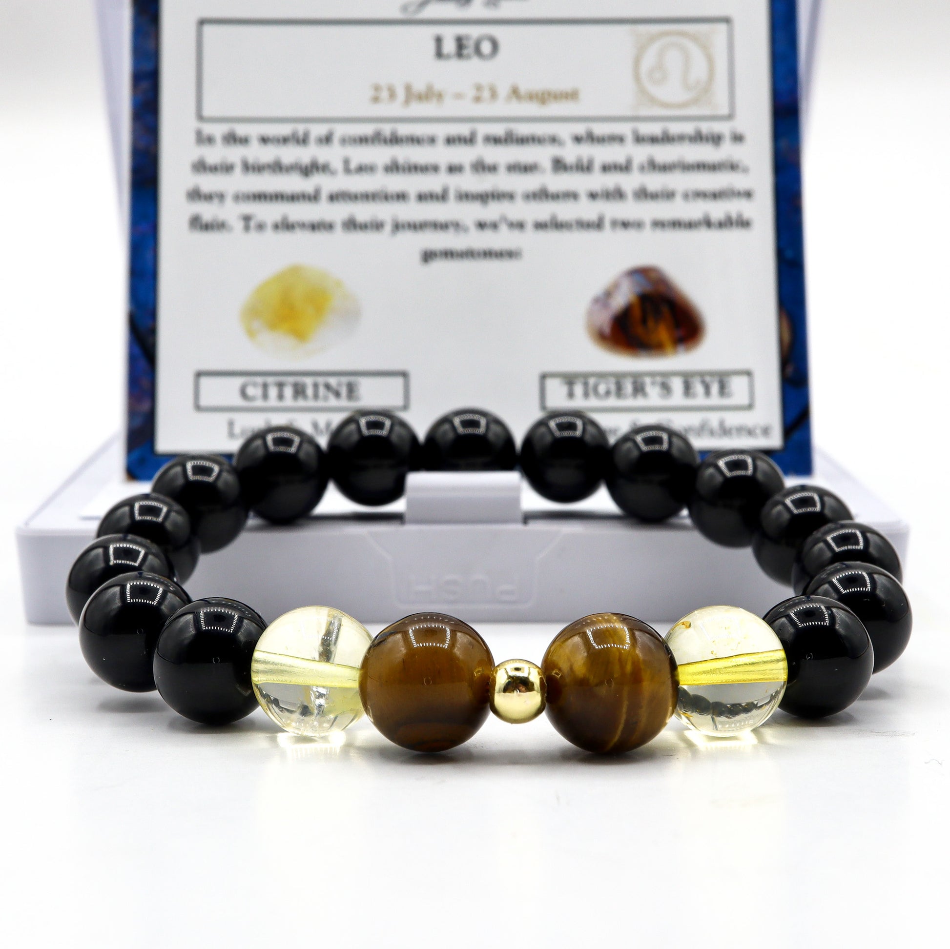 Leo Zodiac Bracelet - Tiger's Eye & Citrine