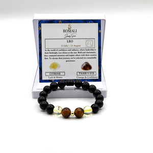 ROMALI Leo Zodiac Beaded Bracelet - Tiger's Eye & Citrine - ROMALI