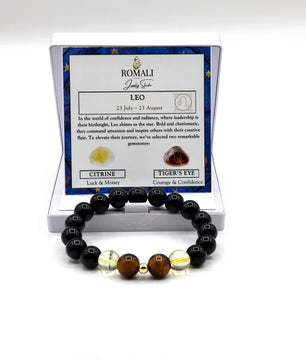 ROMALI Leo Zodiac Beaded Bracelet - Tiger's Eye & Citrine - ROMALI
