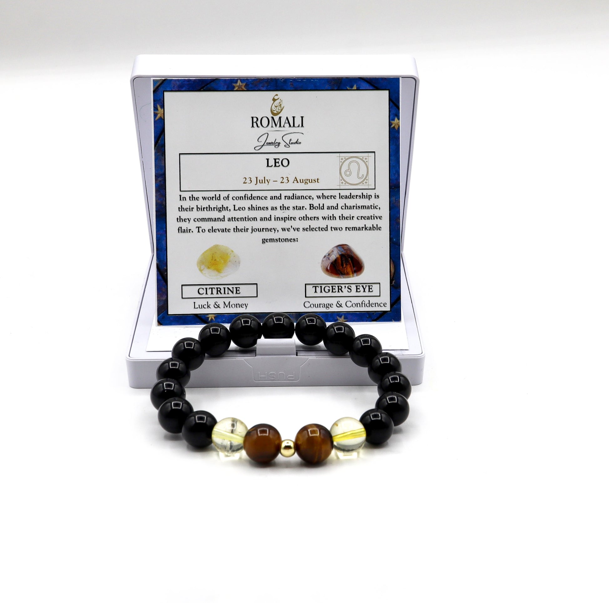 Leo Zodiac Bracelet - Tiger's Eye & Citrine