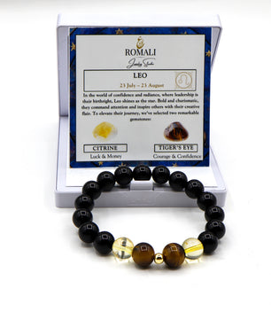 ROMALI Leo Zodiac Beaded Bracelet - Tiger's Eye & Citrine - ROMALI