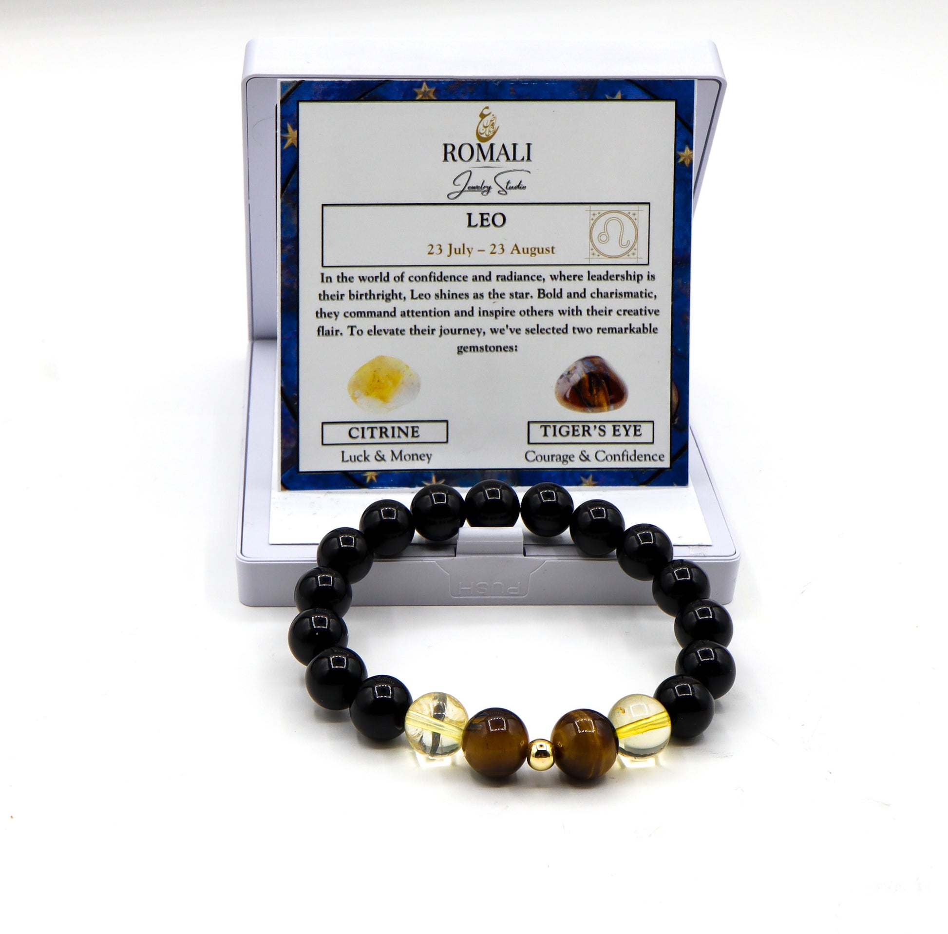 Leo Zodiac Bracelet - Tiger's Eye & Citrine