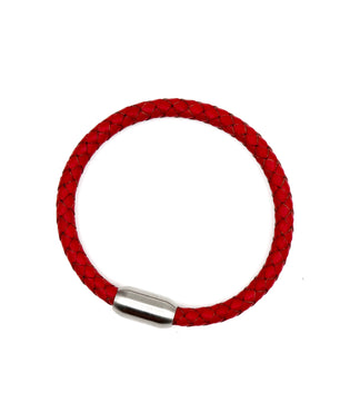 ROMALI Matte Stainless Steel Red Leather Bracelet - ROMALI