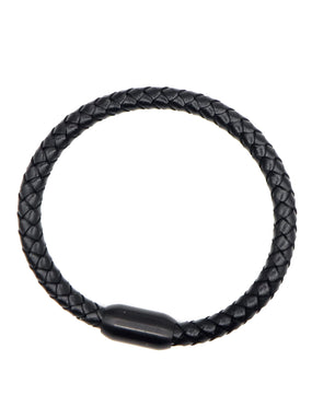 ROMALI Black Leather Matte Black Magnetic Bracelet - ROMALI