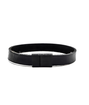 ROMALI Flat Black Leather Matte Black Magnetic Bracelet - ROMALI