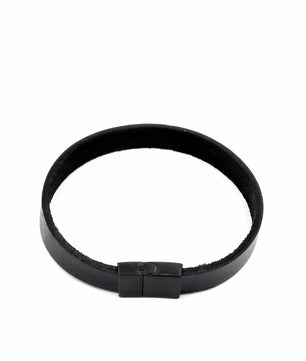 ROMALI Flat Black Leather Matte Black Magnetic Bracelet - ROMALI