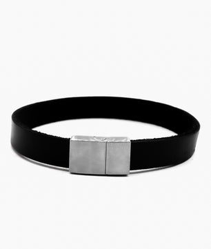 ROMALI Black Flat Leather Magnetic Bracelet - ROMALI