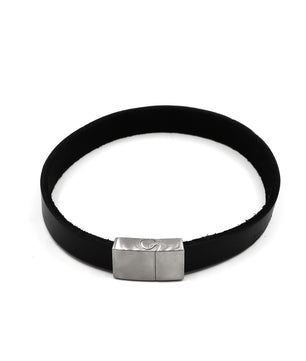 ROMALI Black Flat Leather Magnetic Bracelet - ROMALI