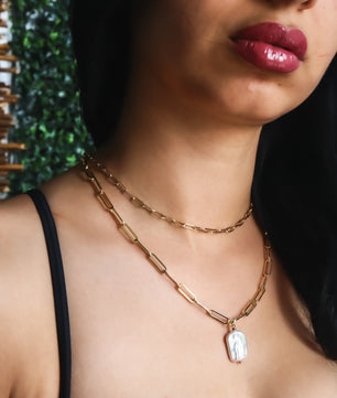 ROMALI 18k Gold-Plated Paperclip Freshwater Pearl Pendant Necklace - ROMALI