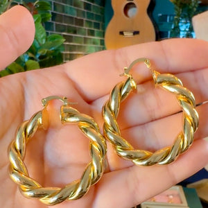 ROMALI 18K Gold-Plated Twisted Hoop Earrings