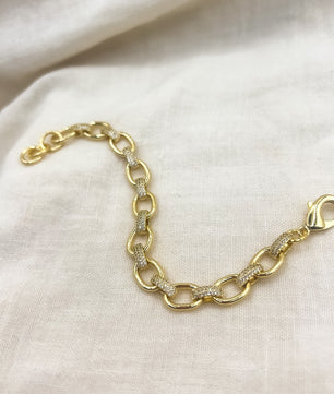 18K Gold-Plated Handcrafted Cubic Zirconia Link Chain - ROMALI