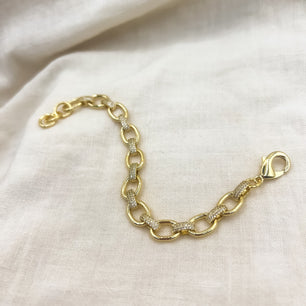 18K Gold-Plated Handcrafted Cubic Zirconia Link Chain