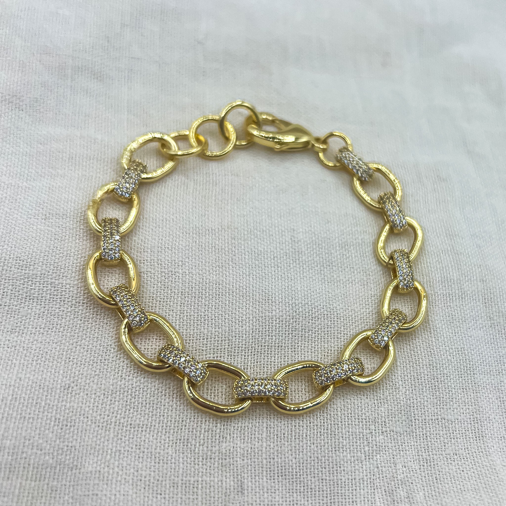 18K Gold-Plated Cubic Zirconia Link Chain