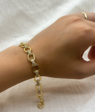 18K Gold-Plated Handcrafted Cubic Zirconia Link Chain - ROMALI