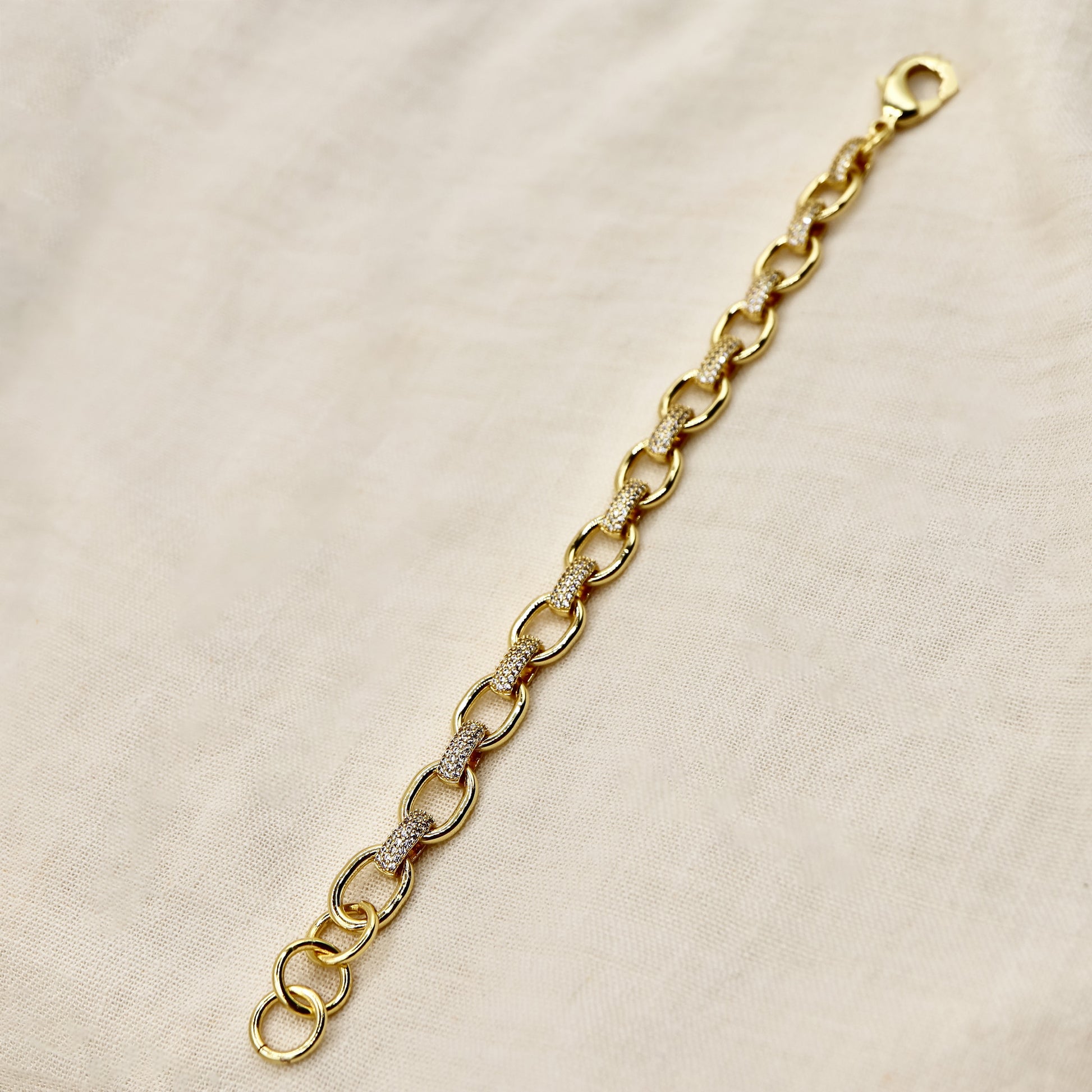 18K Gold-Plated Handcrafted Cubic Zirconia Link Chain