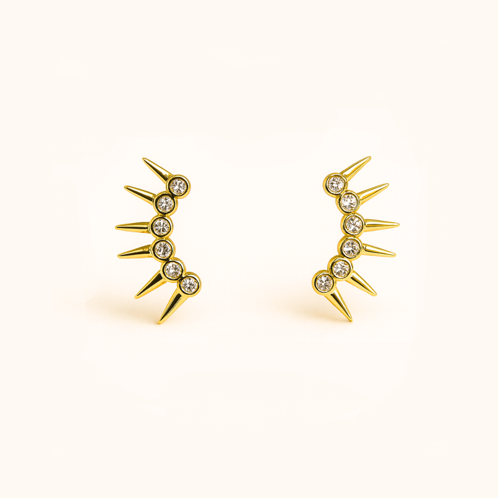 ROMALI 18K Gold-Plated Spike Crawler Stud Earrings - ROMALI