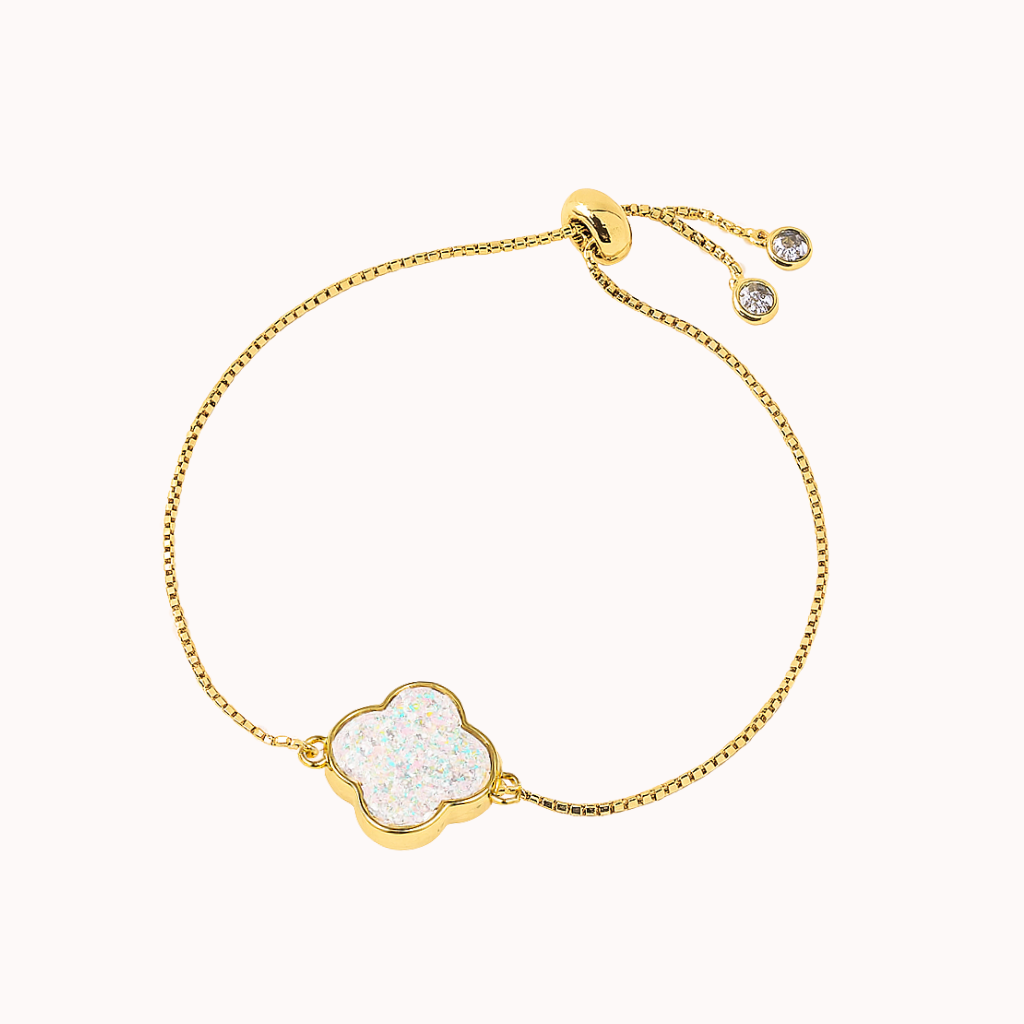 ROMALI 18K Gold-Plated Shimmer Clover Adjustable Bracelet - ROMALI