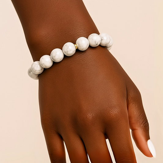 ROMALI Natural Howlite Beaded Bracelet - Stone of Balance 10mm - ROMALI