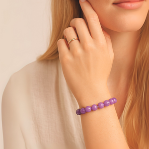 ROMALI Natural Lavender Jade Beaded Bracelet - Stone of Emotional Healing 10mm - ROMALI