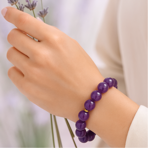 ROMALI Natural Amethyst Beaded Bracelet - Stone of Peace 10mm - ROMALI