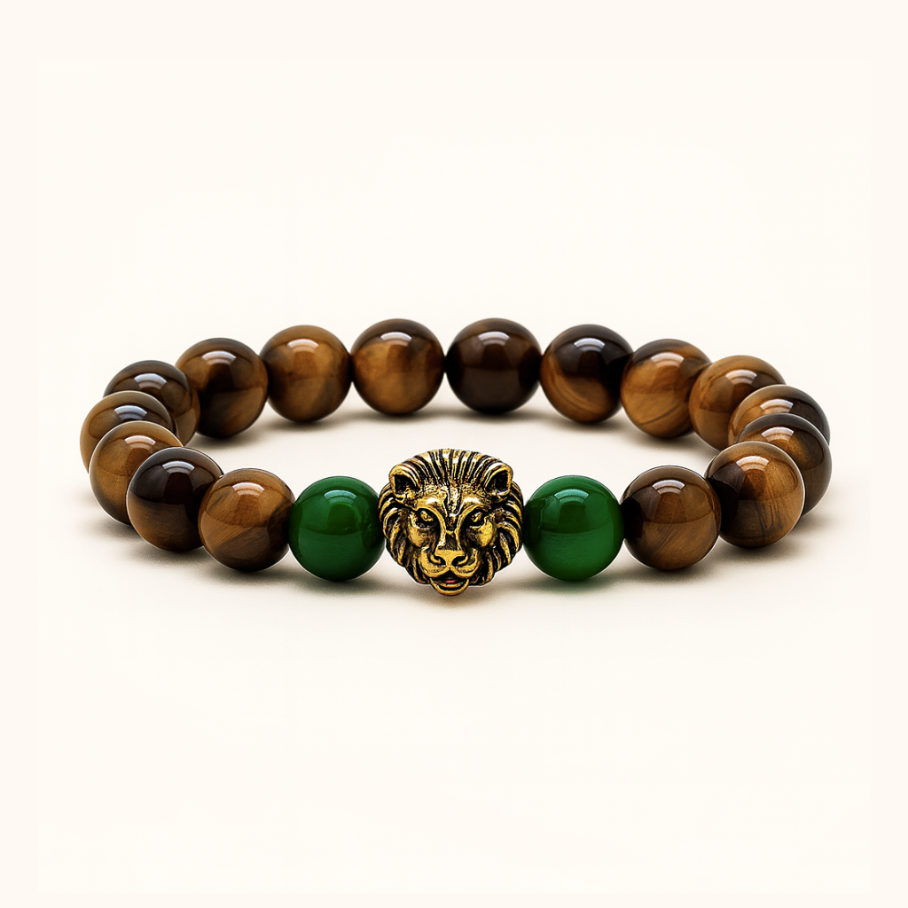 ROMALI Natural Gold & Green Tiger’s Eye Beaded Bracelet – Stone of Courage & Balance