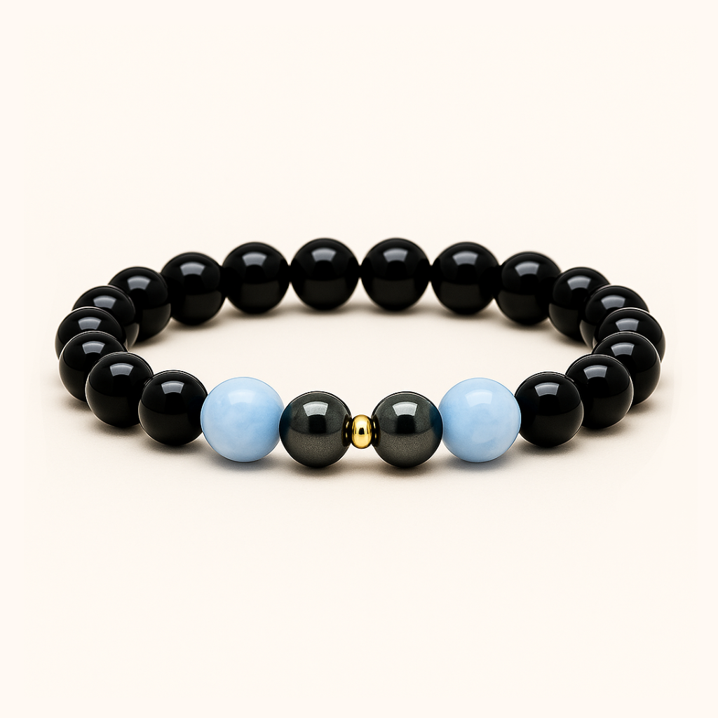 ROMALI Scorpio Zodiac Beaded Bracelet - Aquamarine & Hematite - ROMALI