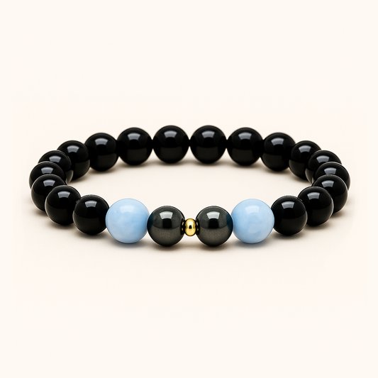 ROMALI Scorpio Zodiac Beaded Bracelet - Aquamarine & Hematite - ROMALI