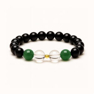 ROMALI Virgo Zodiac Beaded Bracelet - Clear Quartz & Green Jade - ROMALI