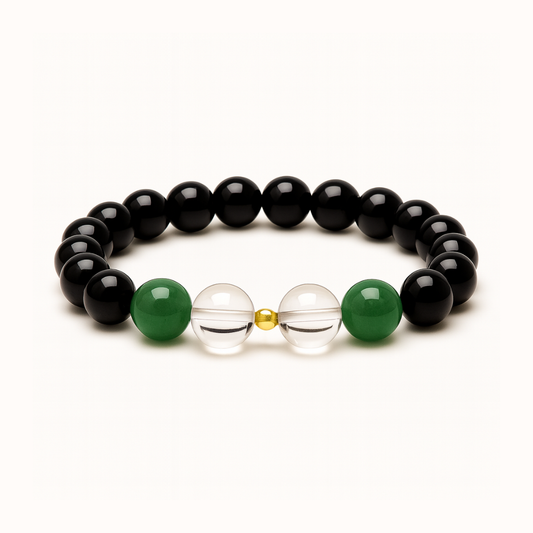 ROMALI Virgo Zodiac Beaded Bracelet - Clear Quartz & Green Jade - ROMALI