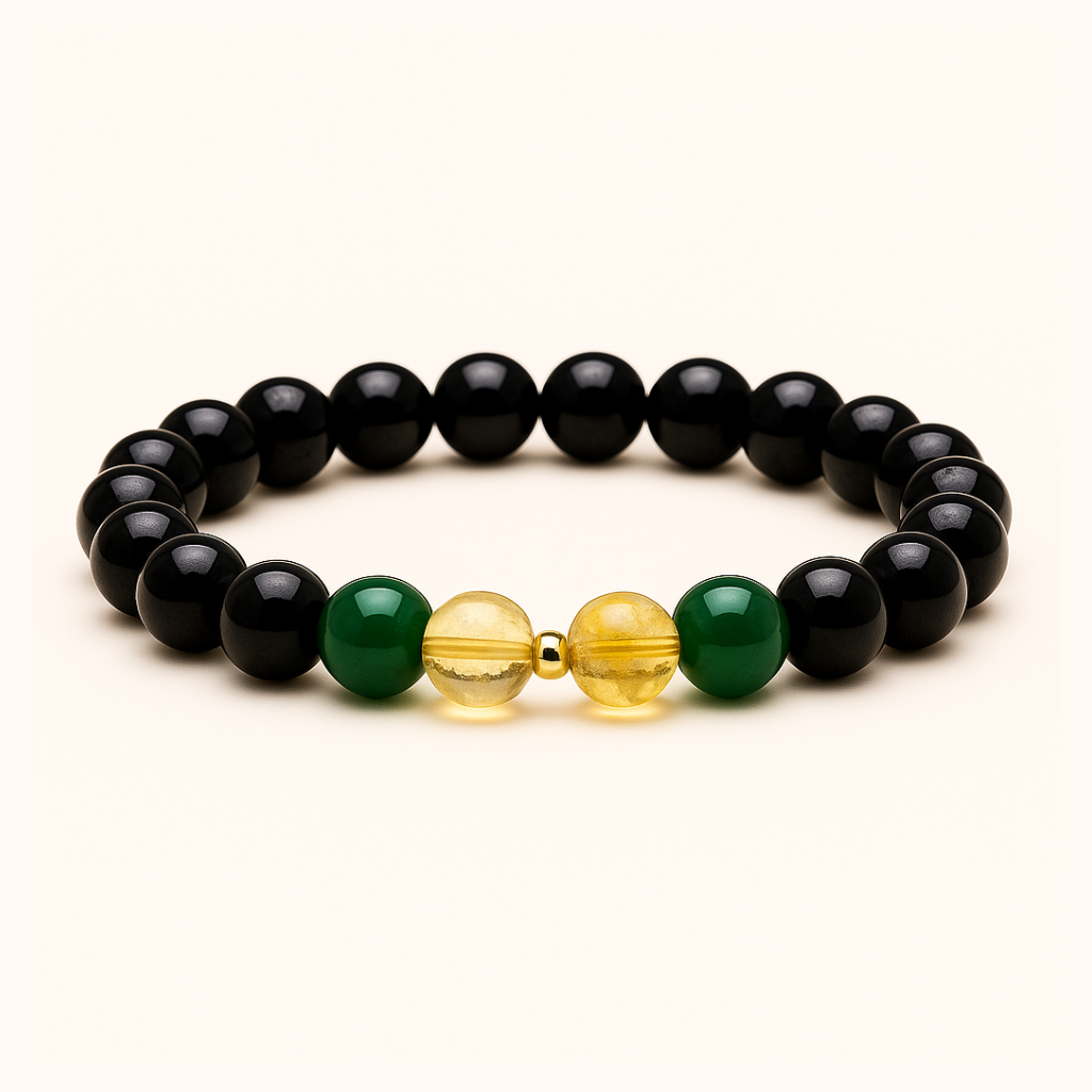 ROMALI Gemini Zodiac Beaded Bracelet - Green Jade & Citrine - ROMALI