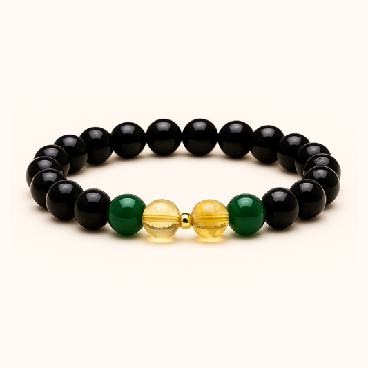 ROMALI Gemini Zodiac Beaded Bracelet - Green Jade & Citrine - ROMALI