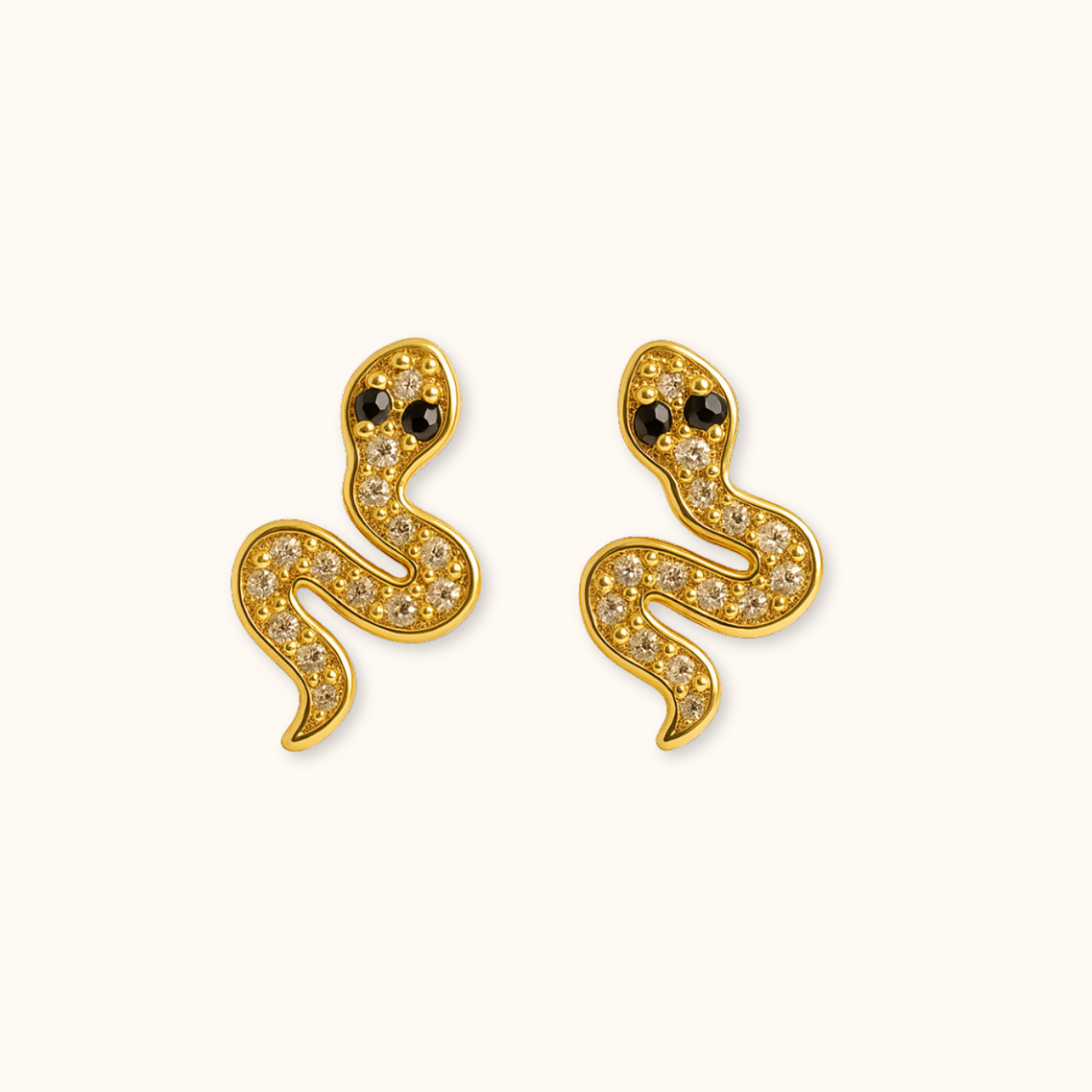 ROMALI 18K Gold-Plated Snake Pavé Stud Earrings - ROMALI