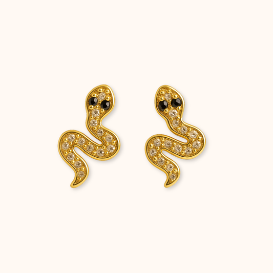 ROMALI 18K Gold-Plated Snake Pavé Stud Earrings - ROMALI