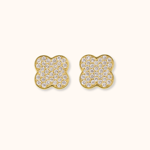ROMALI 18K Gold-Plated Shiny Clover Stud Earrings - ROMALI