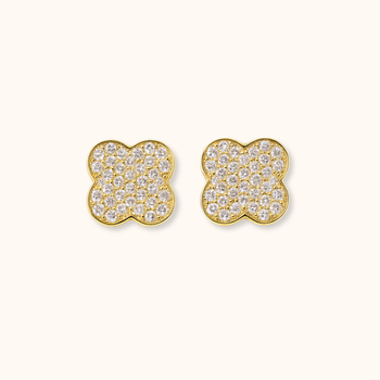 ROMALI 18K Gold-Plated Shiny Clover Stud Earrings - ROMALI