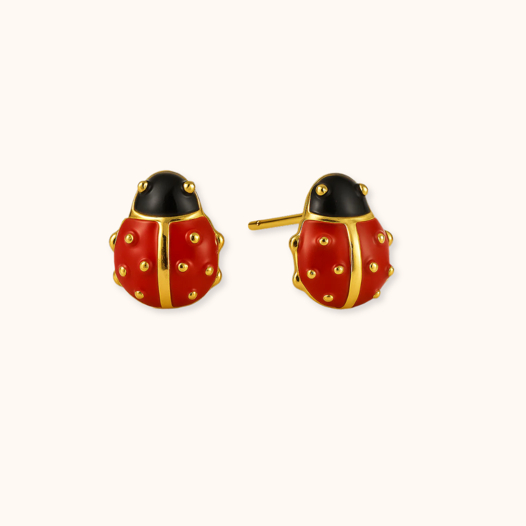 ROMALI 18K Gold-Plated Ladybug Stud Earrings - ROMALI
