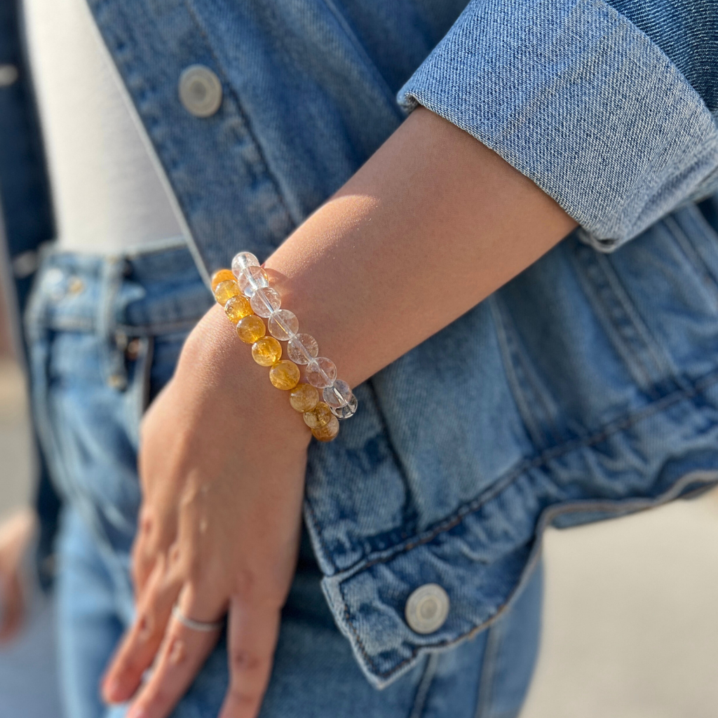 ROMALI Natural Citrine Beaded Bracelet - Stone on Luck & Money 10mm - ROMALI