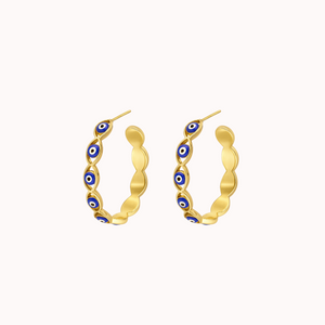 ROMALI 18k Gold-Plated Evil Eye Hoop Earrings - ROMALI