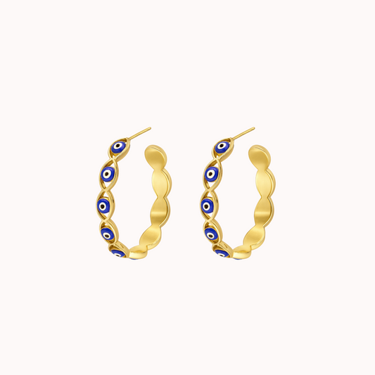 ROMALI 18k Gold-Plated Evil Eye Hoop Earrings - ROMALI