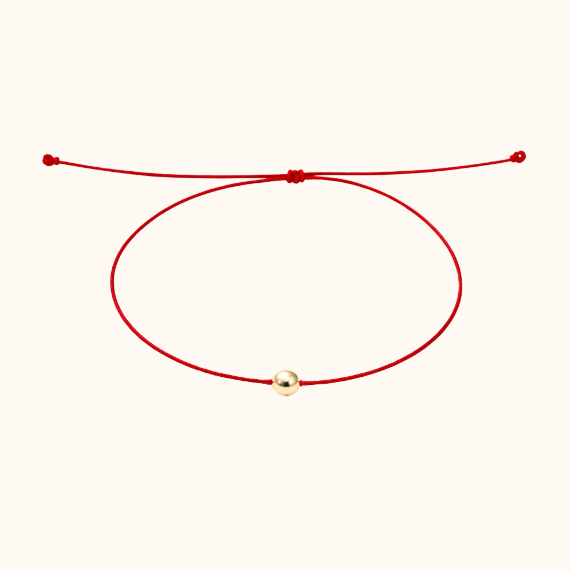 ROMALI Red Thread Bracelet | 18K Solid Gold Adjustable