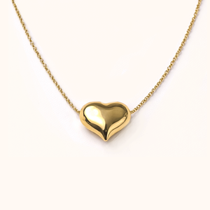 ROMALI Puffy Gold Heart Pendant Necklace | 18K Gold-Plated