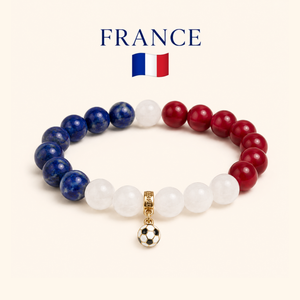 ROMALI France Soccer Beaded Bracelet | Lapis Lazuli, White Jade & Cherry Jade Unisex
