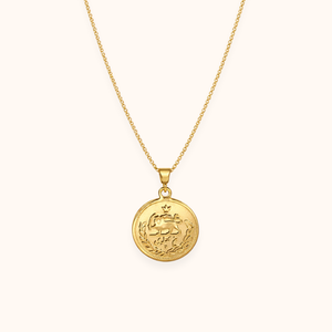 ROMALI Lion & Sun Iranian Coin Necklace | 18K Gold-Plated