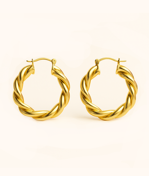 ROMALI 18K Gold-Plated Twisted Hoop Earrings