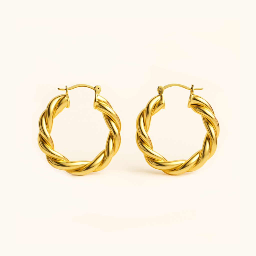 ROMALI 18K Gold-Plated Twisted Hoop Earrings