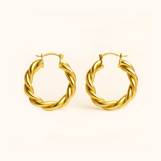 ROMALI 18K Gold-Plated Twisted Hoop Earrings